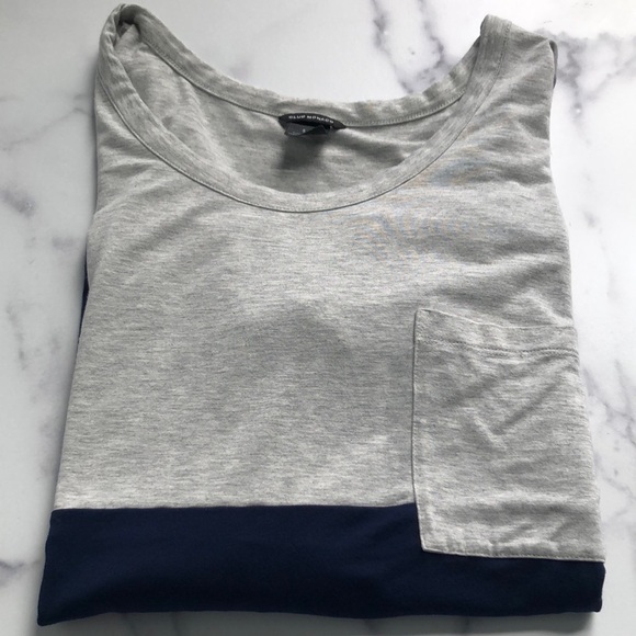 Club Monaco Colorblock Gray and Navy Blue Long Sleeve Top Size Small Oversized - Picture 13 of 13